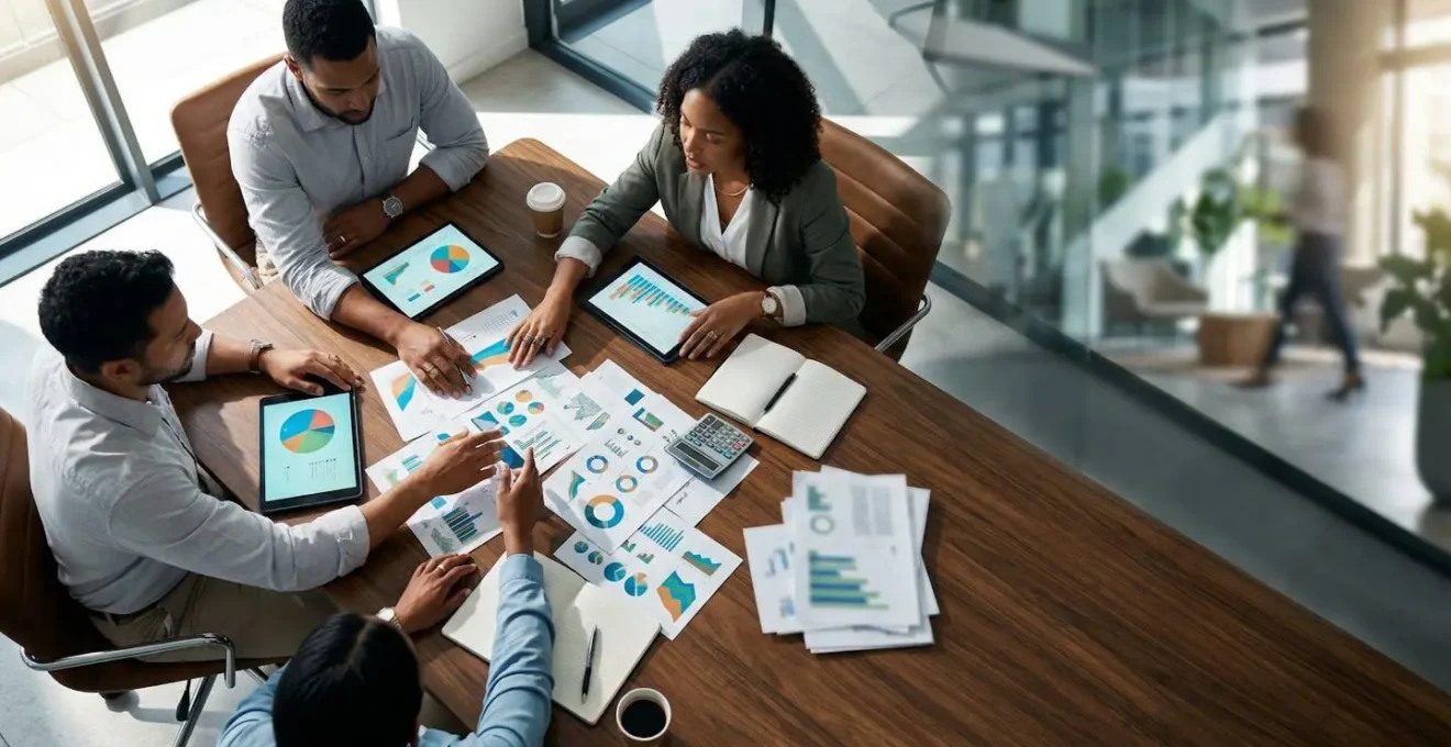 Strategia di allocazione budget marketing con dashboard analitici e grafici di performance