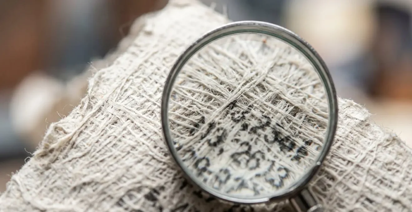 Vista macro di documenti finanziari con lente d'ingrandimento che rivela dettagli nascosti