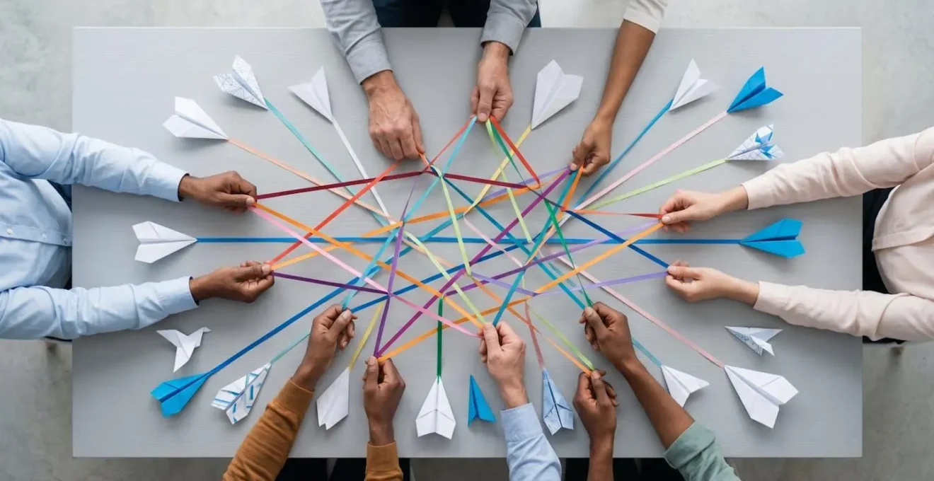 Network di referral aziendale visualizzato attraverso connessioni umane
