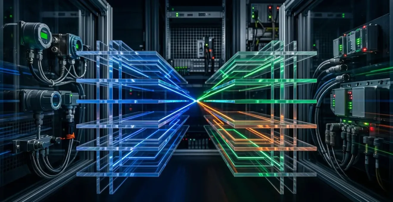 Rappresentazione visuale della segmentazione di rete VLAN per protezione sensori IoT